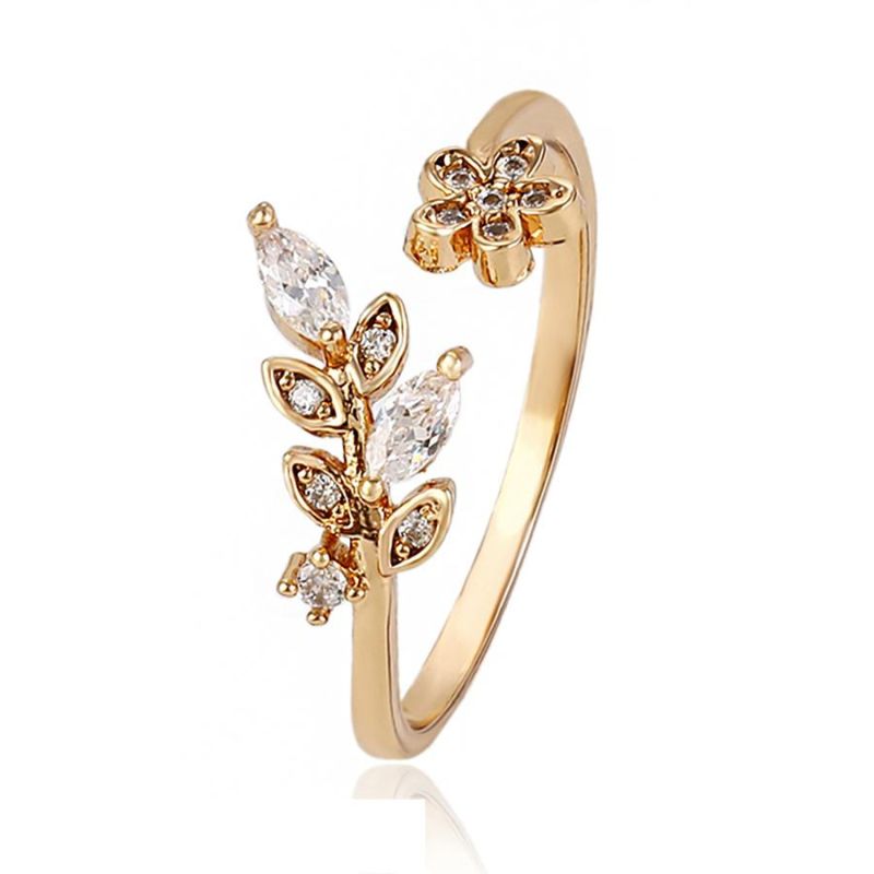 Fashion Jewelry Gold Plated 18K Anime Engagement Flower Open Rings