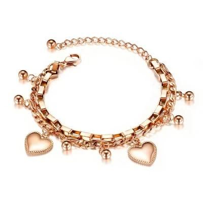 Stainless Steel Chain Bracelets for Women Girls Love Heart Bracelets Romantic Gift Steel/Rose Gold/Gold Plated Bracelets