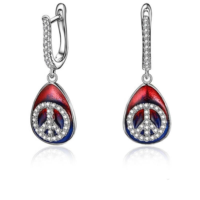 925 Silver and Brass CZ Fashion Enamel Couple Earrings