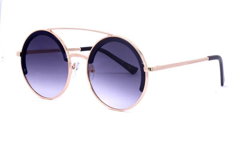 100% UVA/ UVB Protection (UV 400) Retro-Style Round Shape Frame in Classy Golden/Silver Metal Sunglasses