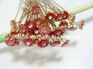 2012 Fashion Jewelry! New-Gold Plated Flower with Crystal Rhinestone in Red Color Earring Finding Jewelry