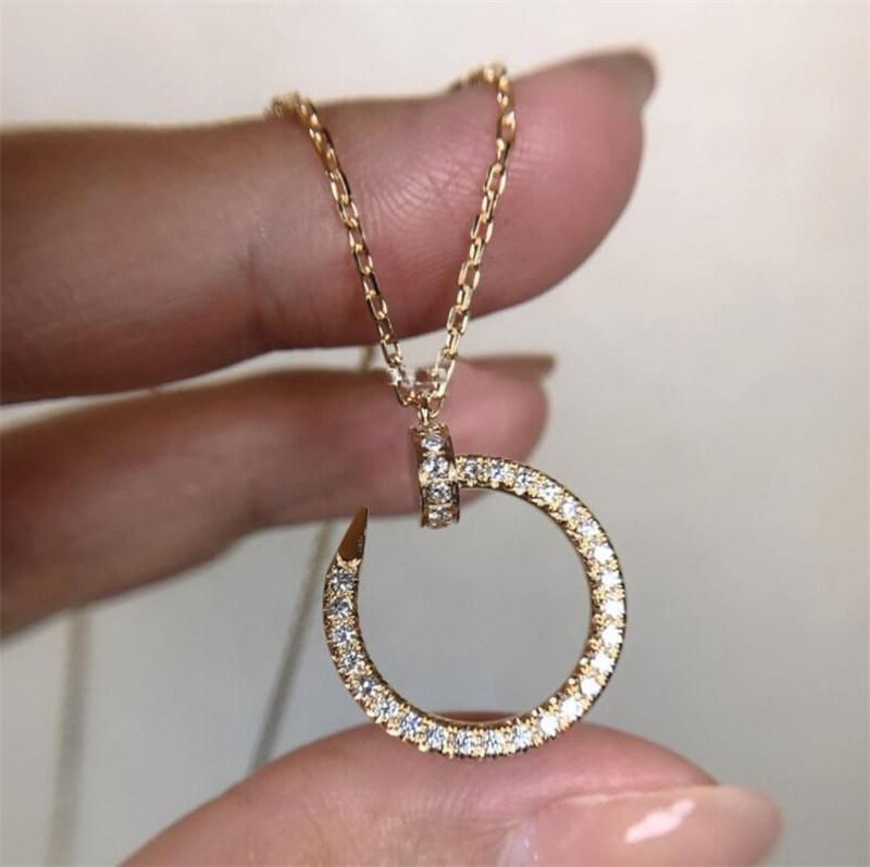 C Letter Design Pendant Necklace Gold Plated Full Diamond Iced out Moon Pendant C Logo Necklace