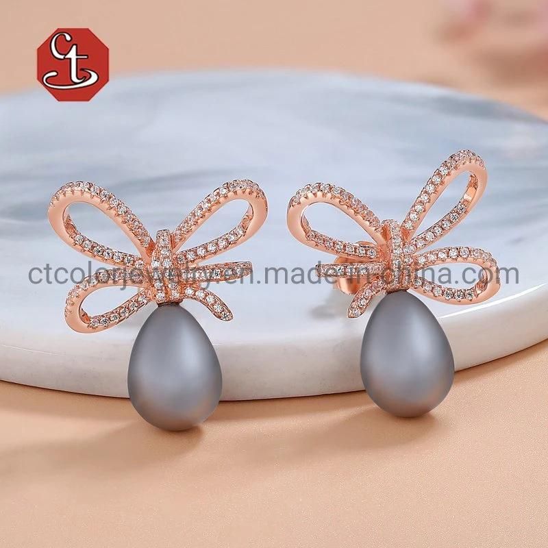 925 Silver Jewellery Butterfly Line Shape Shell Pearl Fashion Earring