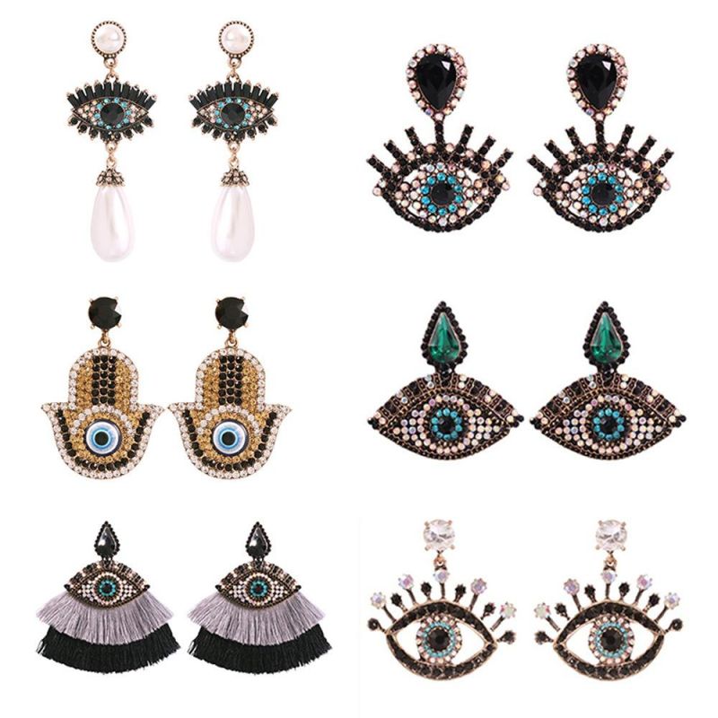 Wholease Evils Eyes Alloy with Stone Fashion Earring
