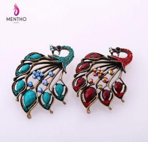 New Cheap Retro Diamond Studded Peacock Alloy Women&prime;s Brooch 2 Colors