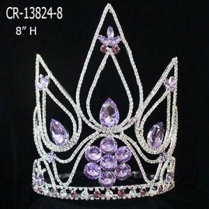 Purple Rhinestone Beauty Queen Crown for Wholesale