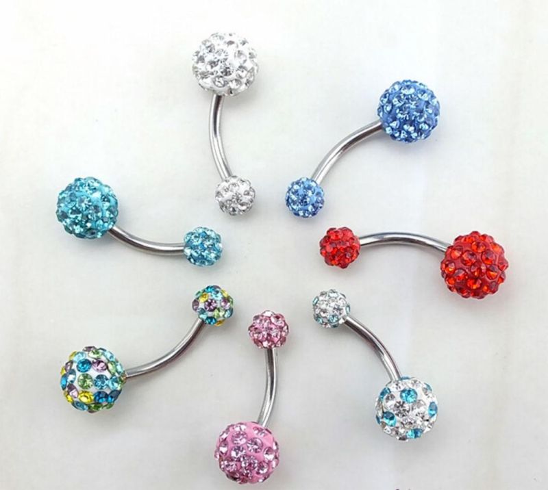 Piercing Jewelry Hot Sale with Diamond Ball Anti-Allergic Belly Button Umbilical Ring Piercing Fashion Navel Ring Jewelry Ssp0891