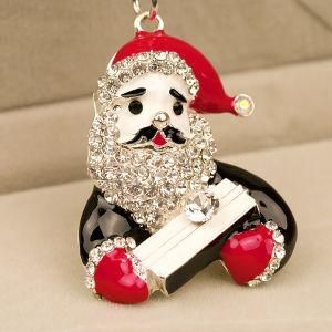 Christmas Gift Santa Claus Pendant Crystal Necklace Fashion Costume Jewelry