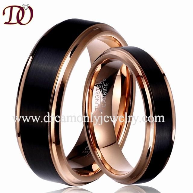 Black and Rose Gold Tungsten Ring