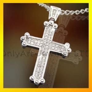 CZ Inlaid Novelty Sterling Silver Cross Pendant