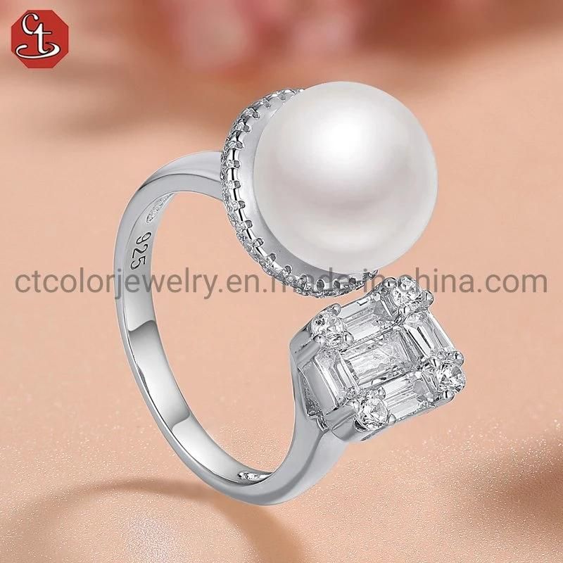 Factory Wholesale Trendy Jewelry 925 silver pearl Ring for girl