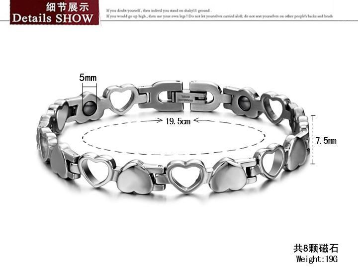 Health Magnetic Matching Set Stainless Steel Couples Love Chain Bracelets 1 Pair