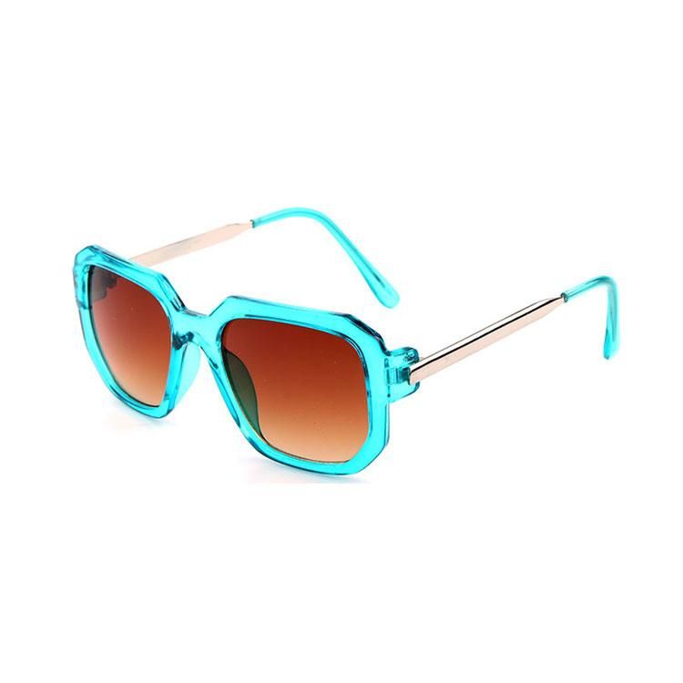 Square Light Blue Frame Brown Lense Sunglass