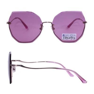 2022 Designer Semi-Frame Irregular Lenses High Quality Lady Metal Sunglasses