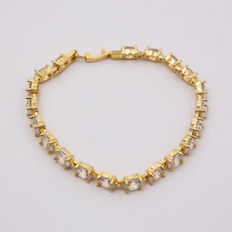 Wholesale Jewelry Gold Plated Glass Charm Chain Bracelet for Woman