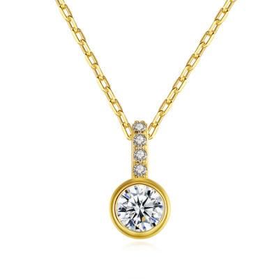 Customized Silver Cubic Zirconia Round Shaped Half Zircon Necklace