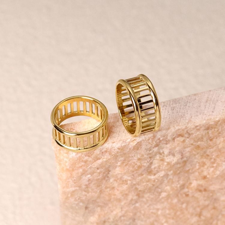 New Designs Stainless Steel Women′s Finger Jewelry Flywheel Gear Shaped Ring for Women