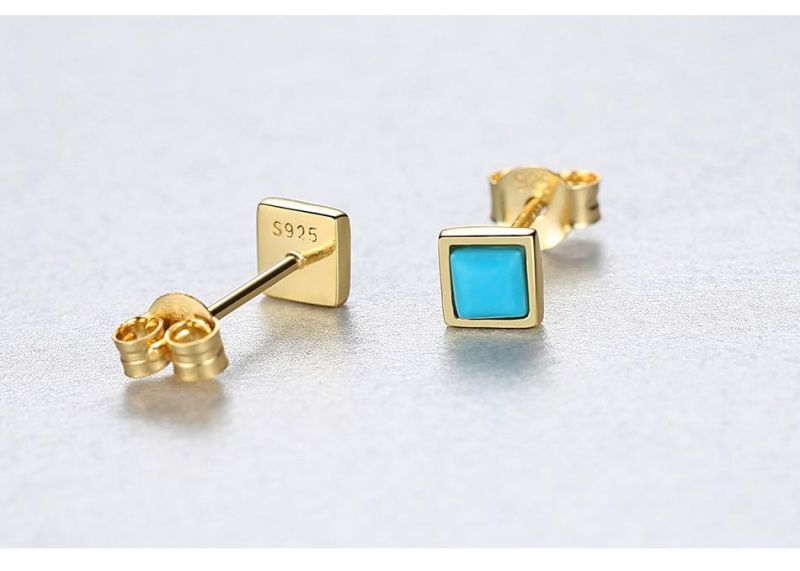 Body Jewelry Ear Stud Blue Opal Stone Earrings