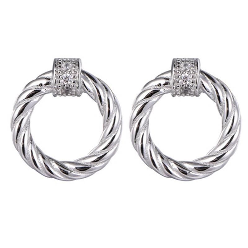 925 Silver Rose Gold Small Round Stud Earring for Girls