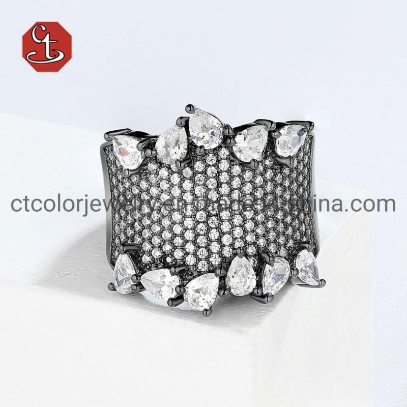 Fashion Jewelry 925 Sterling Silver Black Plated Jewellery Open Ring with Shell Pearl