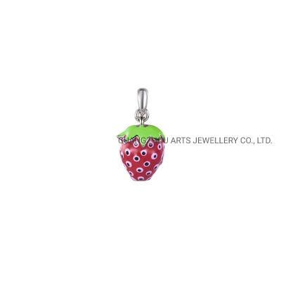 925 Sterling Silver Strawberry Enamel Pendant