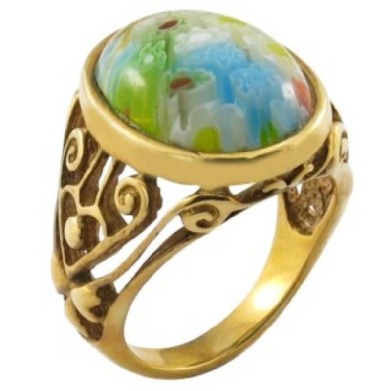 Natural Gemstone Rings Stainless Steel Jewelry Ring