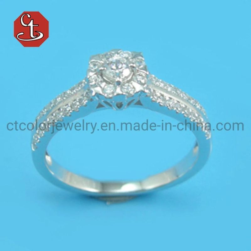 Classic Luxury Real Solid 925 Sterling Silver Ring Cubic Zircon Wedding Jewelry Rings Engagement For Women