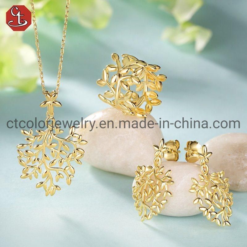 Fashion 925 Silver Jewelry OEM Custom Pendant Necklace with Leaf Chain