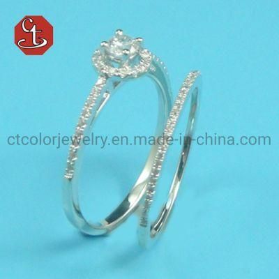 Hot Sale Simple Women Wedding Silver Rings Shiny Cubic Zirconia Stylish Couple Fashion Ring Love Jewelry Valentine&prime;s Day Gift