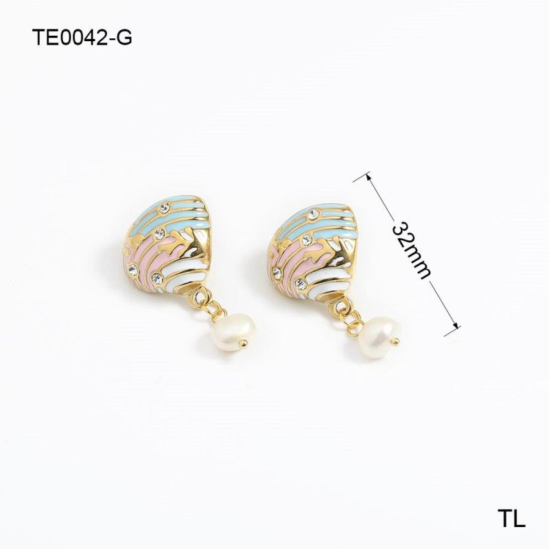 Manufacturer Stainless Steel Jewelry OEM High Quality None Fade Designer Gold Plated Jewelry Wholesale Shell Pearl Earring