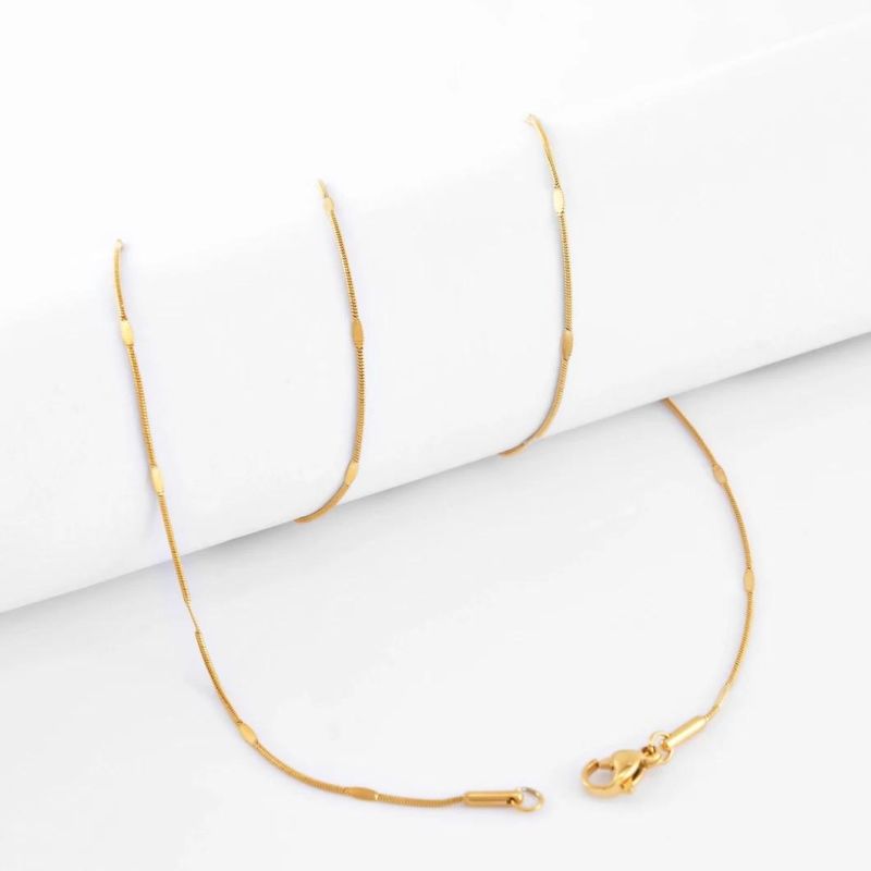 Fashion Jewellery 18K 14 K Gold Plated Stainless Steel Round Snake Chain Embossed Necklace Jewelry