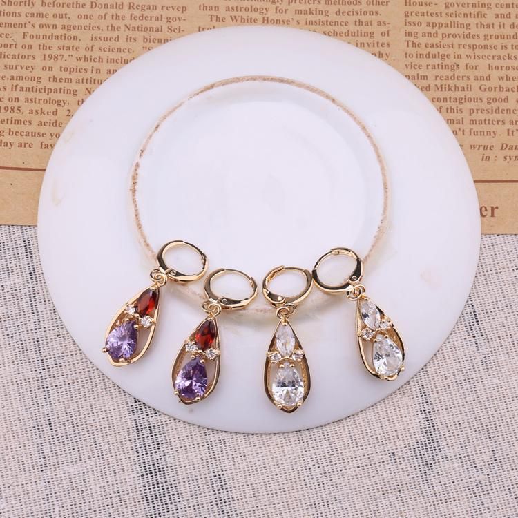 Cheap Wholesale Fashion Cubic Zirconia Jewelry, Colorful Stone Diamond Long Earrings Woman