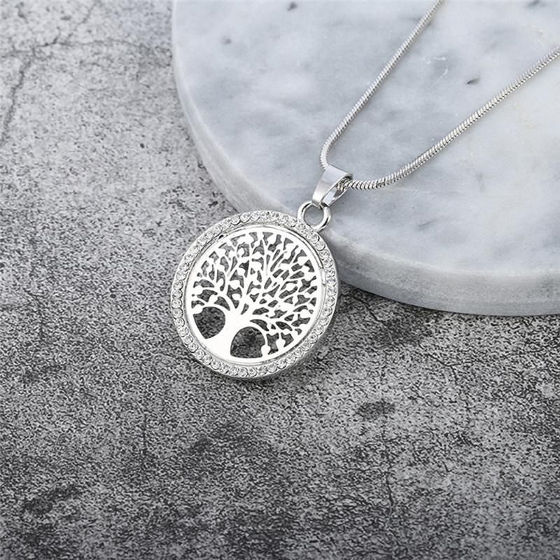 Tree Life Crystal Round Small Pendant Necklace Women Fashion Jewelry Gifts