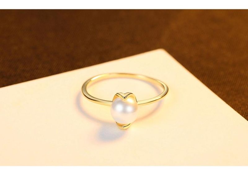 Sterling Sliver 925 Thin Finger Ring with Pearl