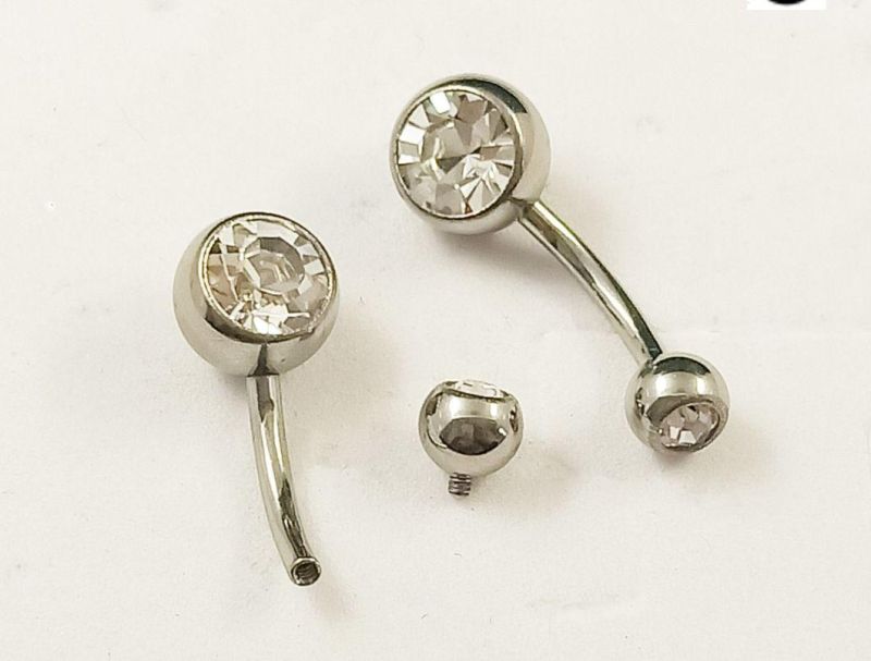 Fashion Jewelry Body Piercing G23 Titinaium ASTM F136 Titanium Piercing Double CZ Internal Thread Navel Tp1910I