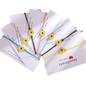 Wish Card Friendship Wristband Rope Sunflower Braided Bracelet