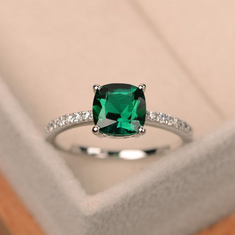 Wedding Engagement Gift Big Square Blue Stone Rings Fashion Women Jewelry