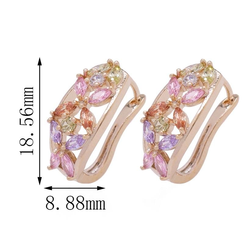 Colorful Gemstone Inlaid Gold-Plated Fashion Ladies Zircon Earrings
