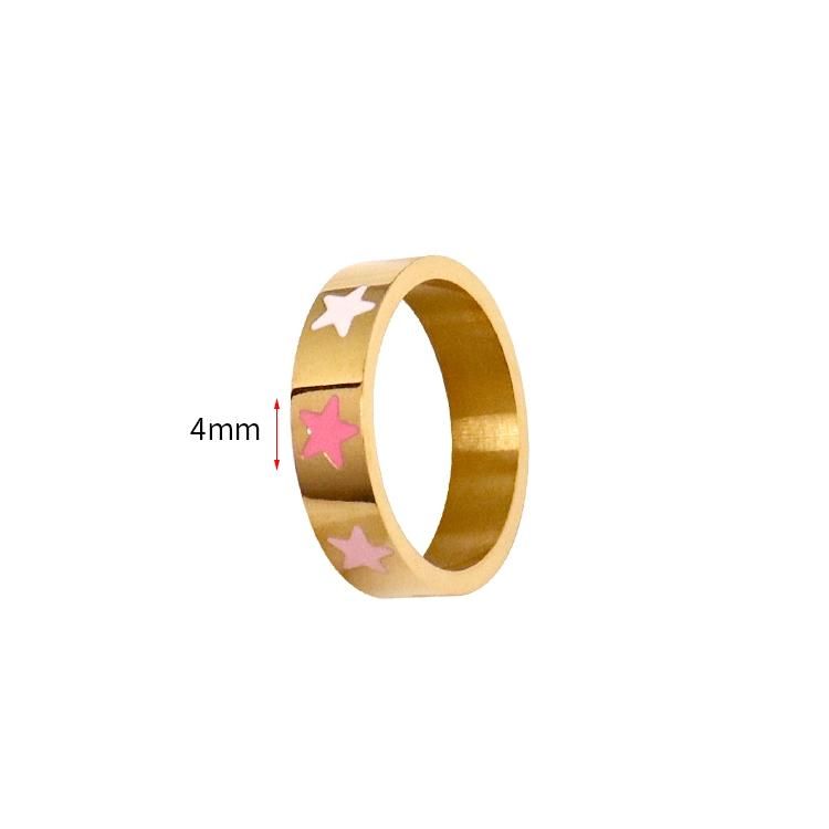 Fashion Stainless Steel Rings 18K Gold PVD Plated Shell Red White Enamel Heart Ring