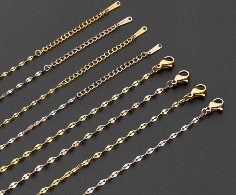 18K Gold Versatile Lip Chain Sweater Chain Female Stainless Steel Necklace Pendant with Chain Bare Chain Clavicle Chain Tile Chain Ssnl2639