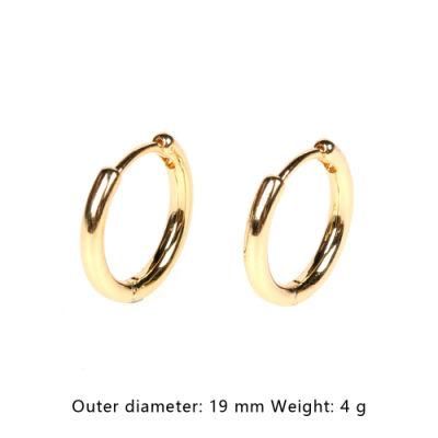 Factory Wholesale Simple Design Round Shape Hoop Earrings 18K Gold Plated Hoop Earrings