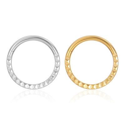 G23 Titanium Pyramid Nose Rings Hoop-Hinged Septum Clicker 16g 6mm to 12mm Body Piercing Jewelry