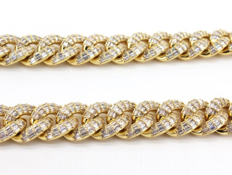 Gold Bold Cuban Link Necklace Iced out Chain