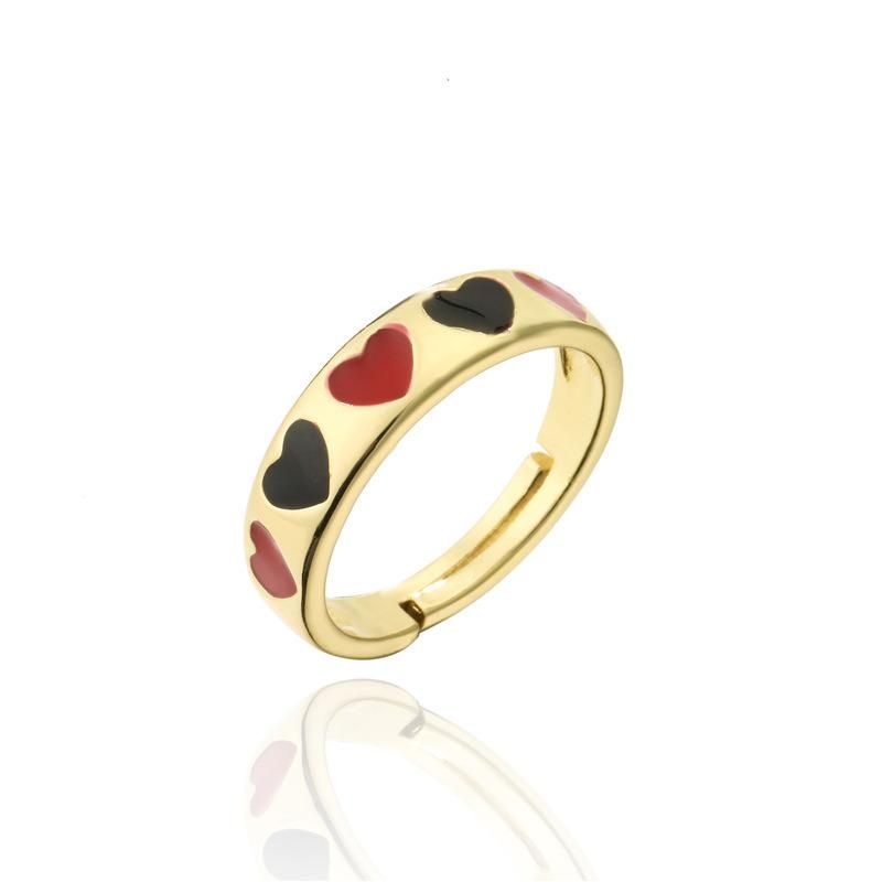 Mixed Color Enamel Love Opening Ring Female Personality Ring