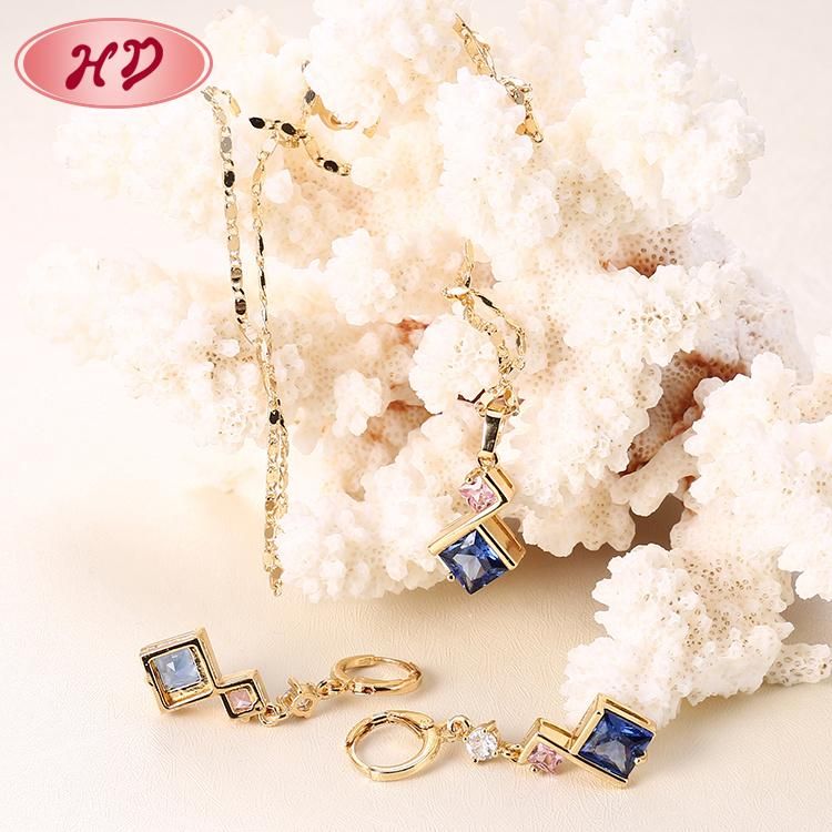 Fashion Women 18K Gold Plated Costume Imitation Ring Bracelet Charm Jewelry with Earring, Pendant, Necklace Sets