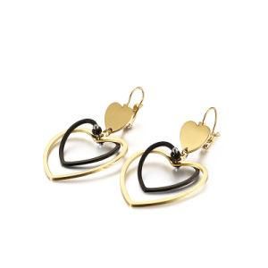 Double Peach Heart Love Heart Pendant Gold-Plated Stainless Steel Earrings Drop