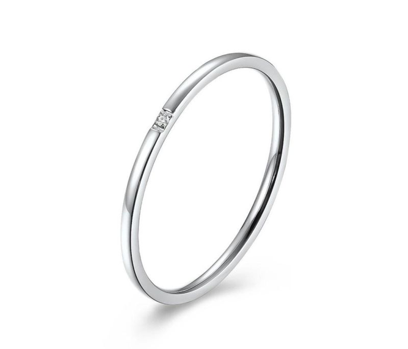 Fashion Jewelry Titanium Steel Zircon 1mm Ring Stainless Steel Simple IP Gold Couple Ring for Women SSR2067