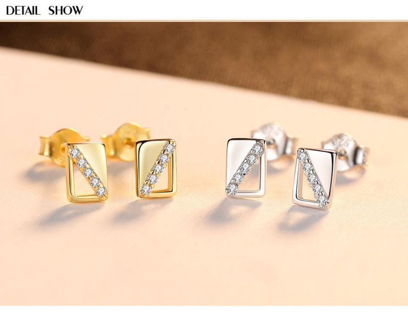 Mini CZ Setting Stone CNC Earrings Silver Ring Studs
