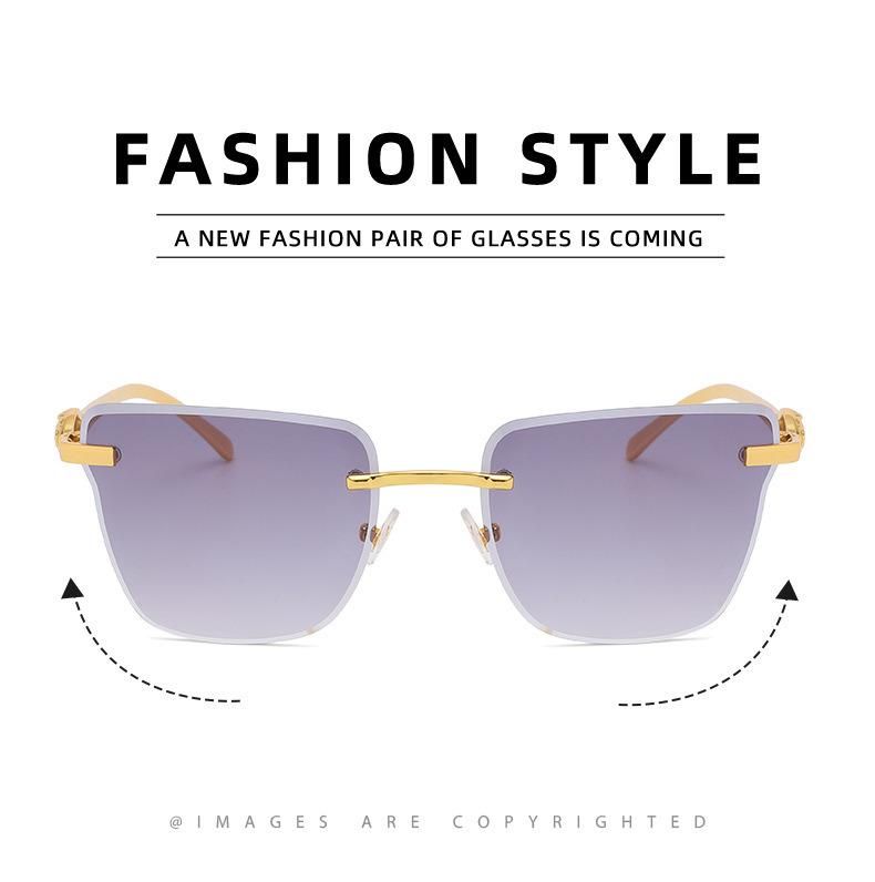 2022 Hot Sale Fashion Rimless Gradient Color Sunglasses Woman Trendy Shades Man Sunglasses