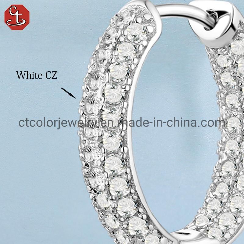 White Cubic Zircon 925 Sterling Silver Earrings Fashion Jewelry for Women